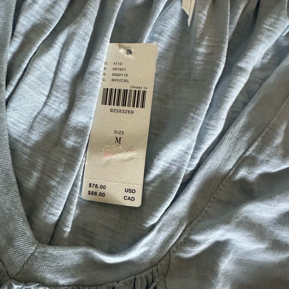 Anthropologie Blue Smocked 3/4 Sleeve Blouse - Picture 2 of 2